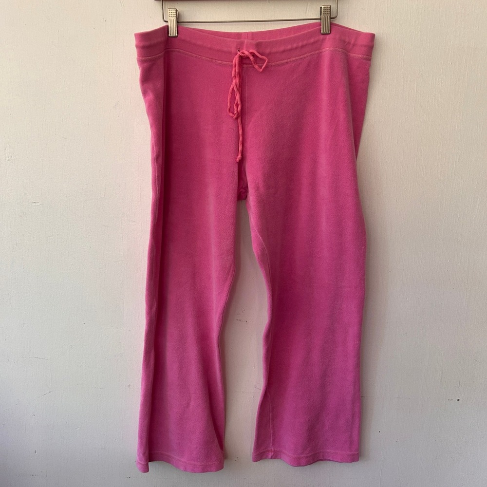 Lilly Pulitzer Sweatpants Womens XL Pink Velour Drawstring Palm Tree Y2K VTG